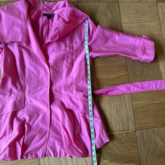 Lafayette 148 Pink Trench Jacket US 2 Belted Overcoat Barbiecore Style - Picture 7 of 8